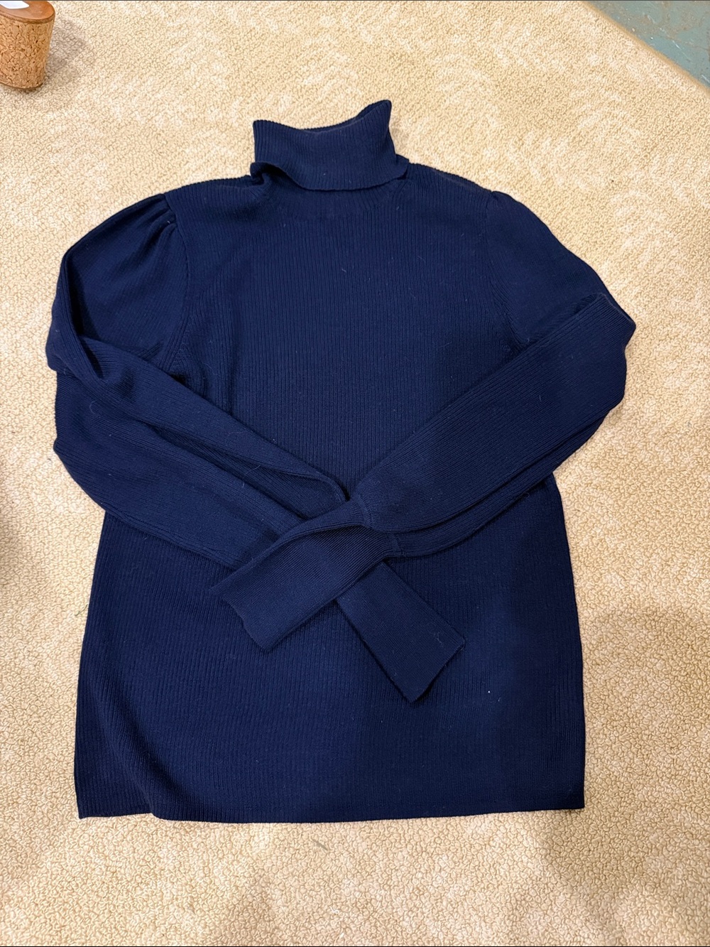 Navy Turtleneck Wool-Blend Sweater - Classic Women's Knit